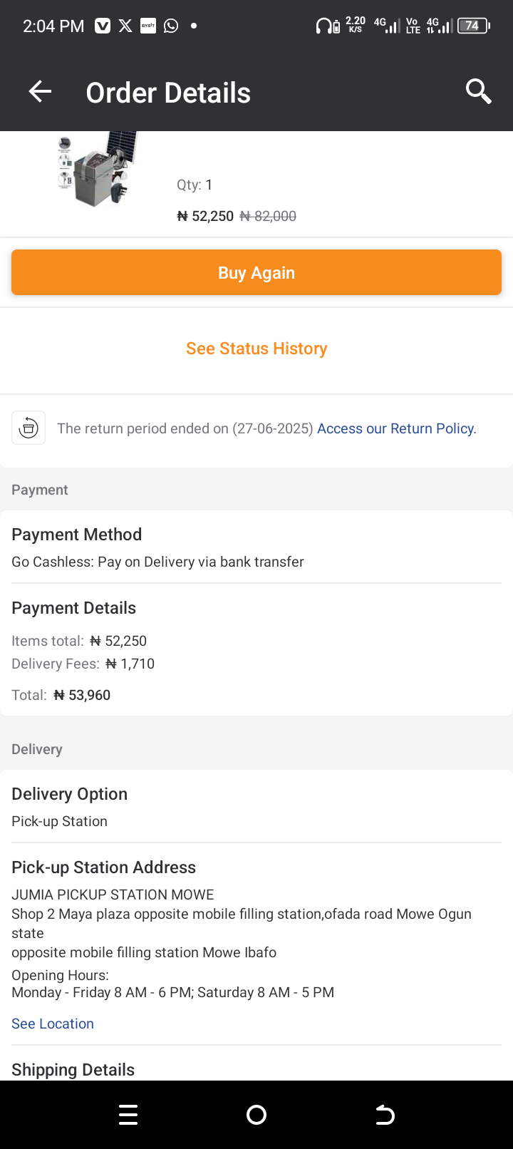 Work on your Payment method at pick up Location