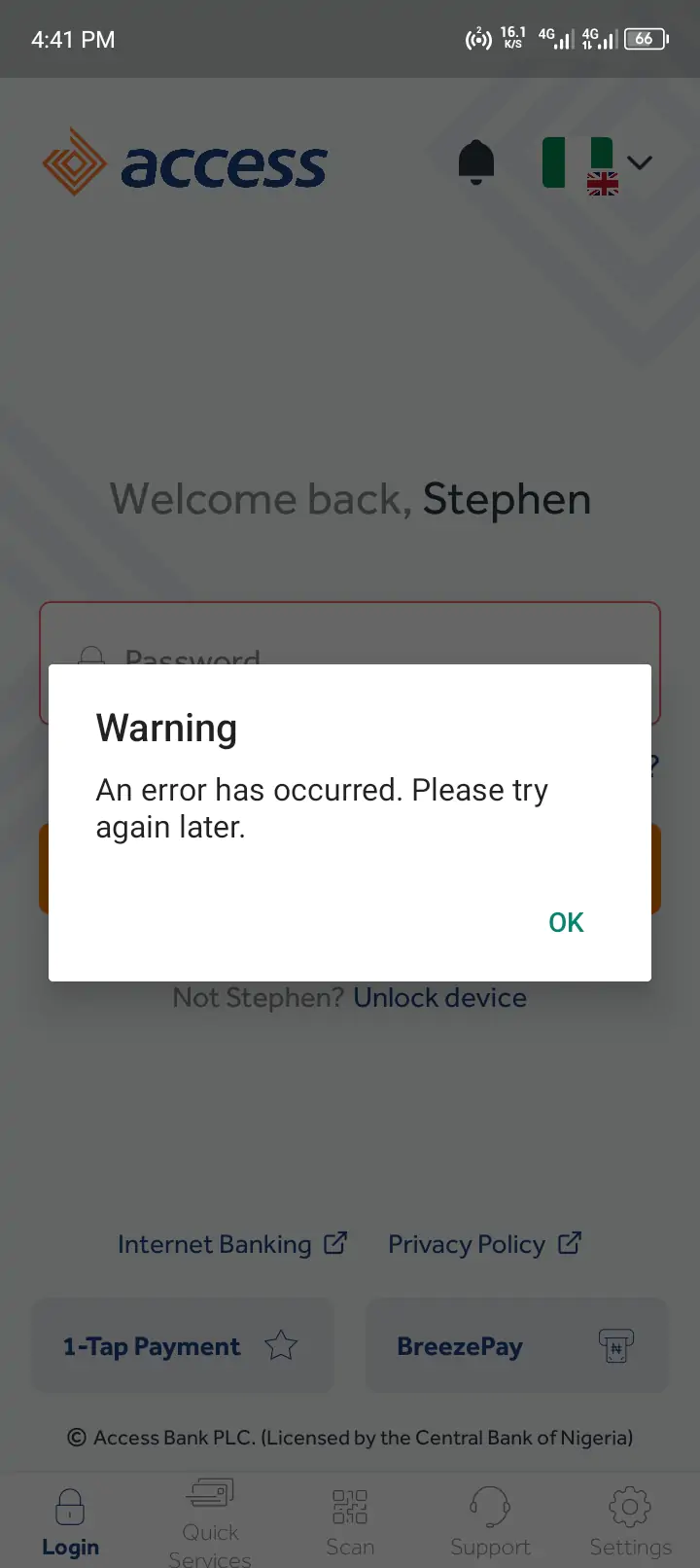 Poor mobile app service