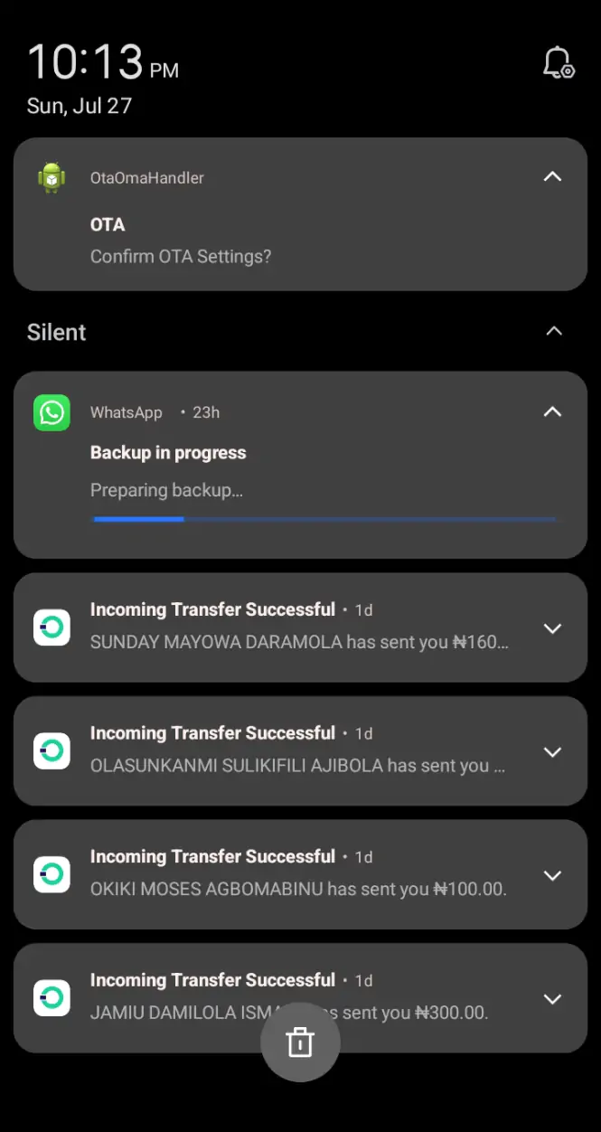 Opay doesn't show transactions alert regularly again