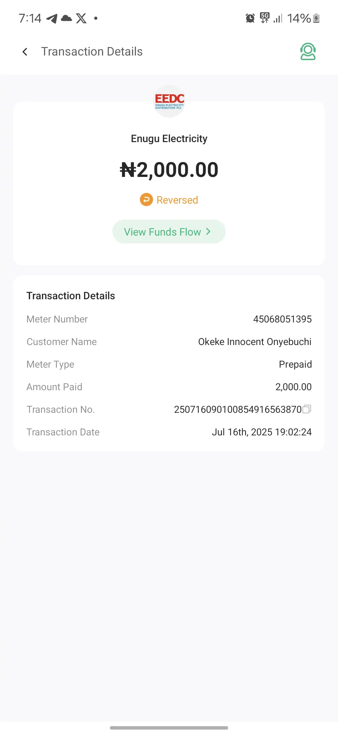 Failed transaction and debit